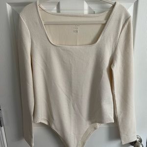 White Ribbed Bodysuit